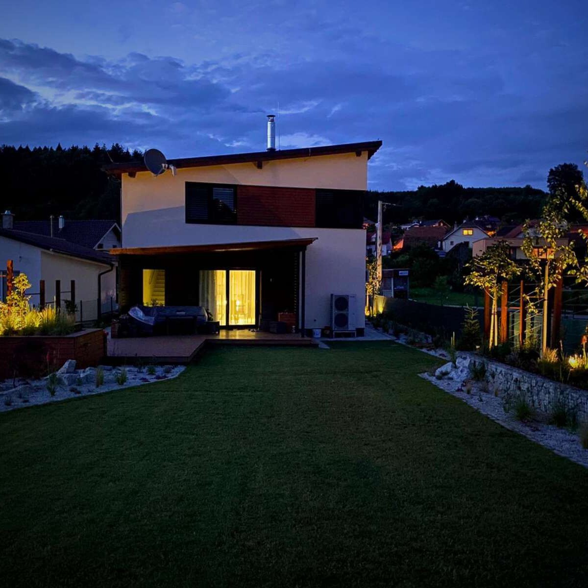 Garden construction in Trnovo by Dream Garden - comprehensive garden design with landscaping, planting of ornamental plants and trees and Exterior and house lighting