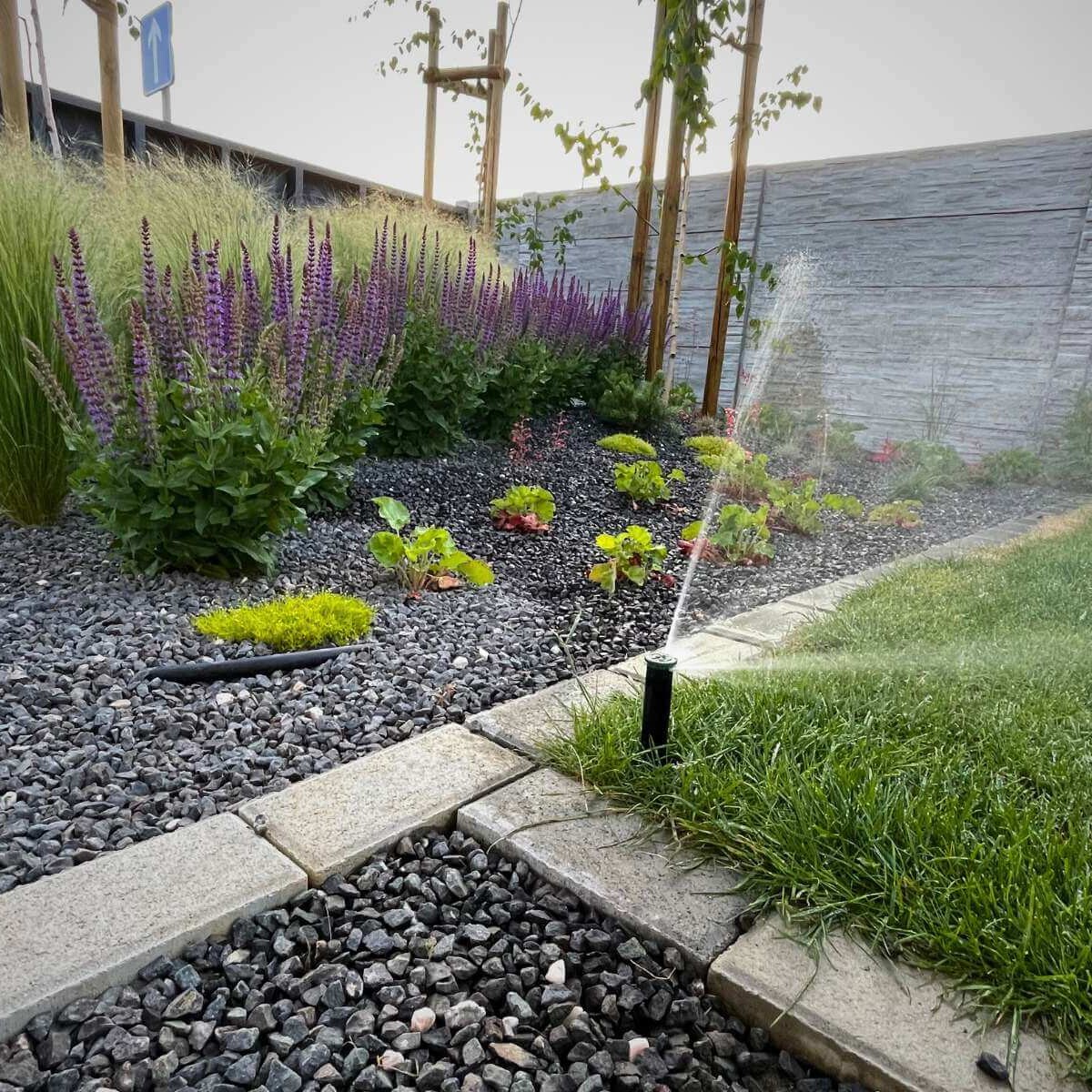 Hunter irrigation system in a garden created by Dream Garden