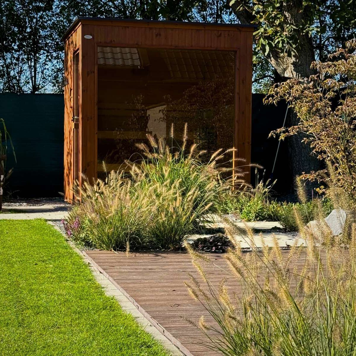 Outdoor garden sauna from Dream Garden - a modern wellness element for relaxation and unwinding in the privacy of the garden
