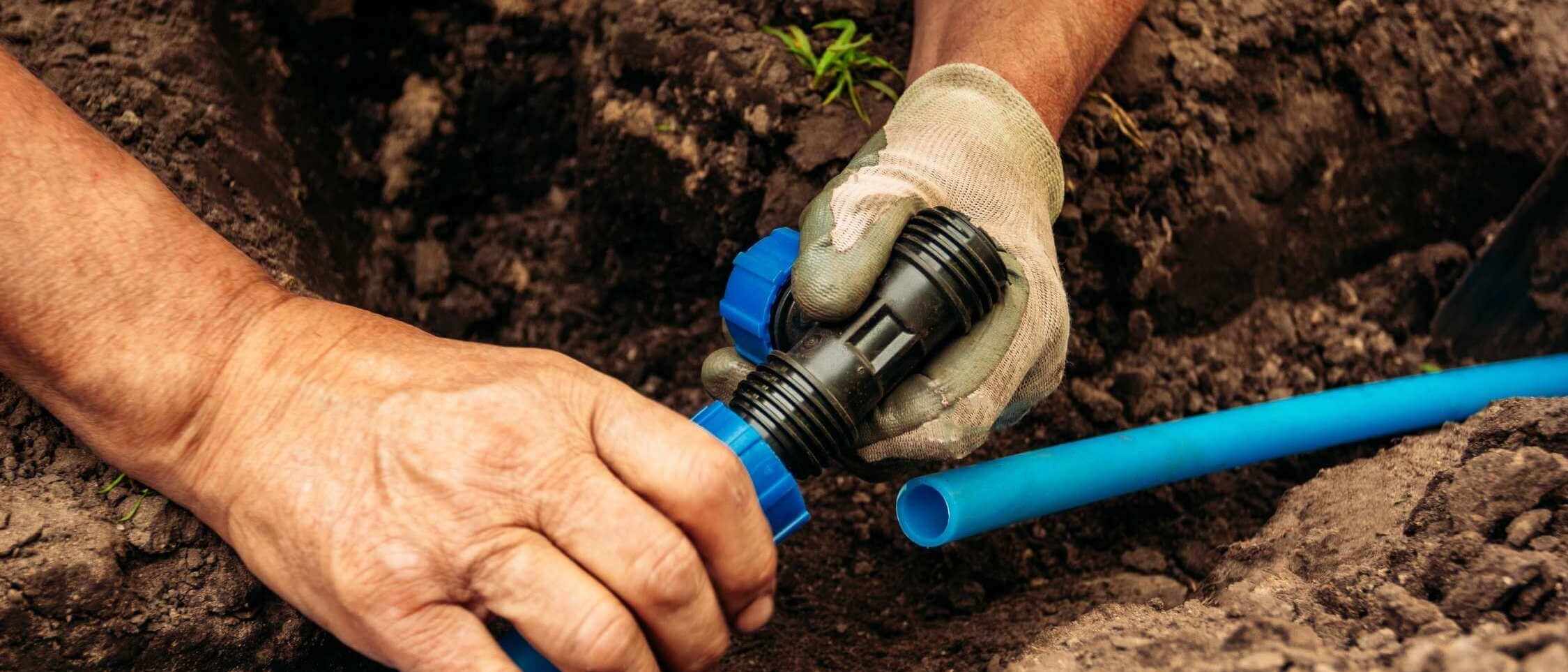 Maintenance of Hunter automatic irrigation system in the garden – checking and cleaning sprinklers