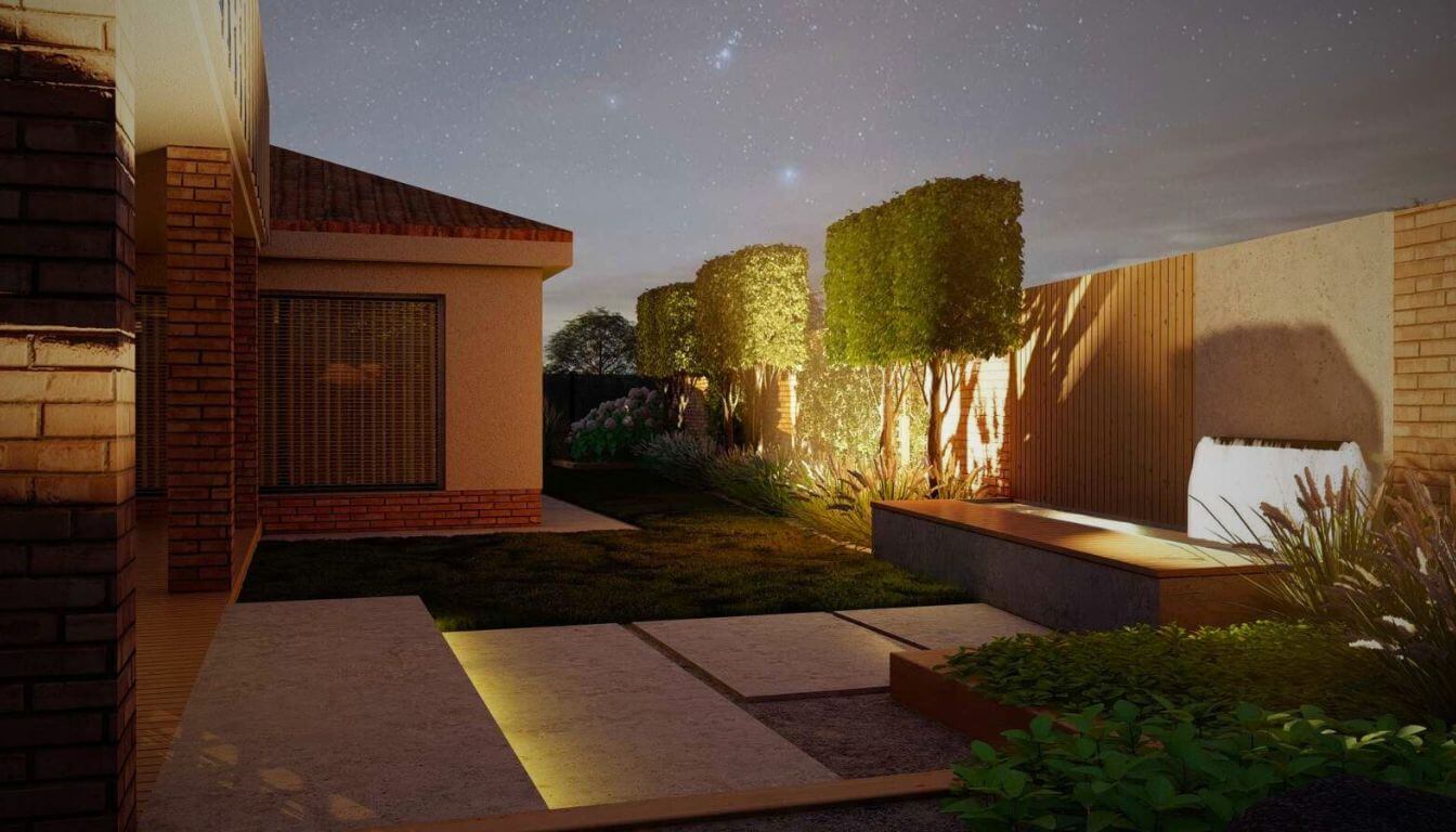 Večerná vizualizácia záhrady od Dream Garden.